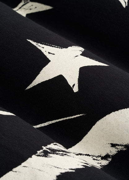 Monochrome Flag Graphic Tee for Tall Men in Black