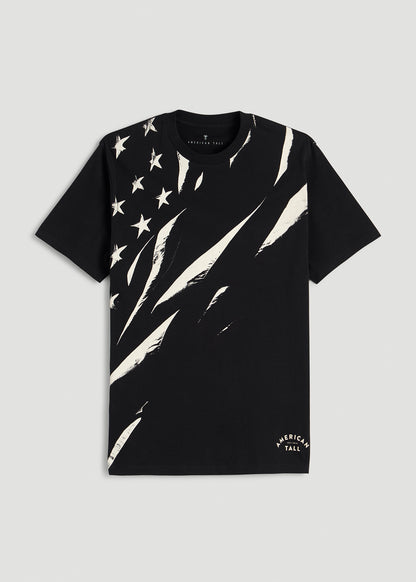 Monochrome Flag Graphic Tee for Tall Men in Black