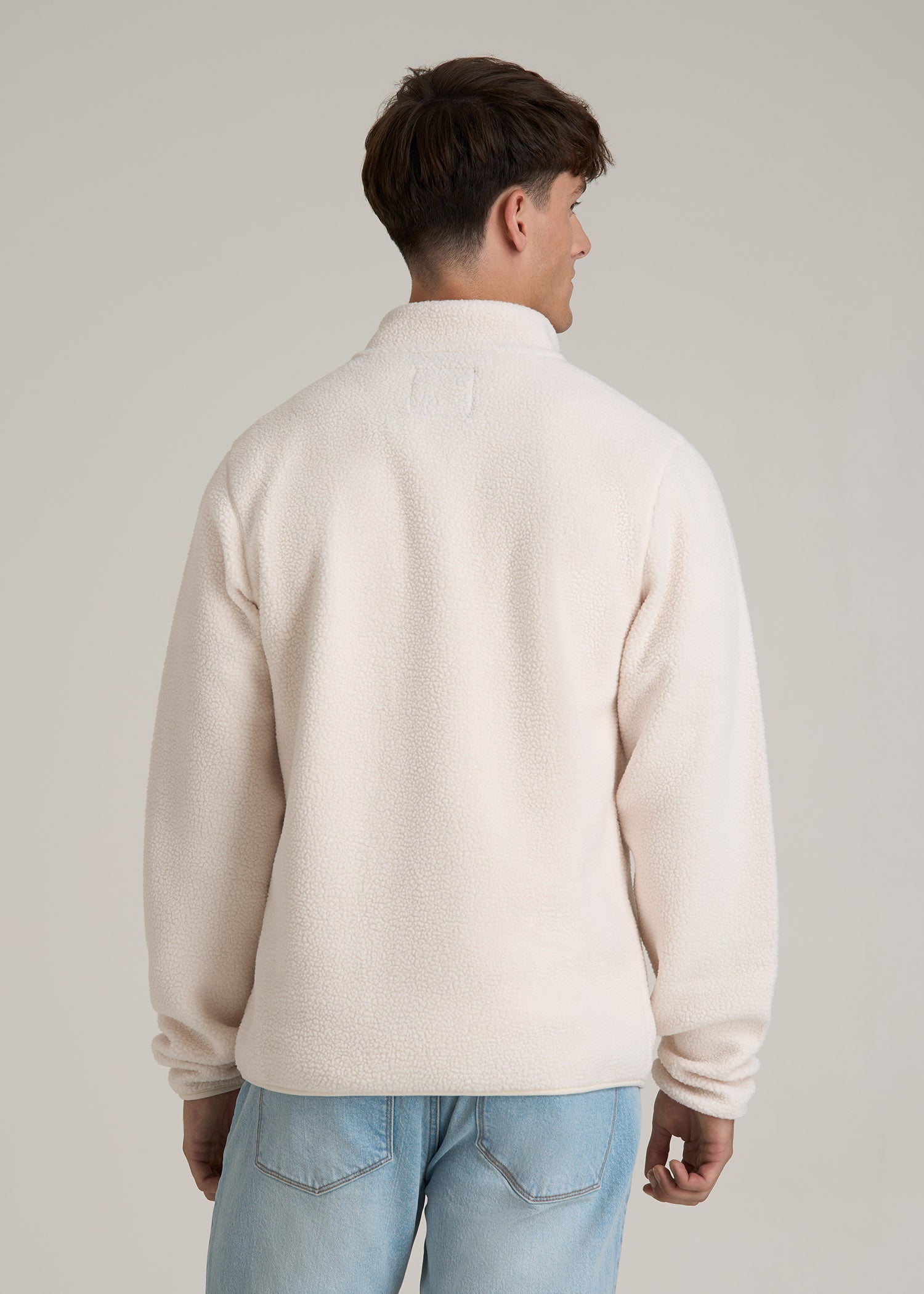 Half Snap Sherpa Sweatshirt for Tall Men in Natural