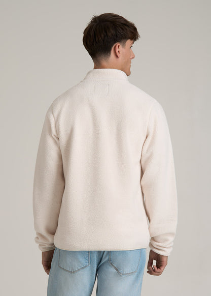 Half Snap Sherpa Sweatshirt for Tall Men in Natural