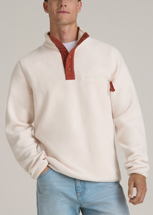 Half Snap Tall Men's Sherpa Sweatshirt in Natural