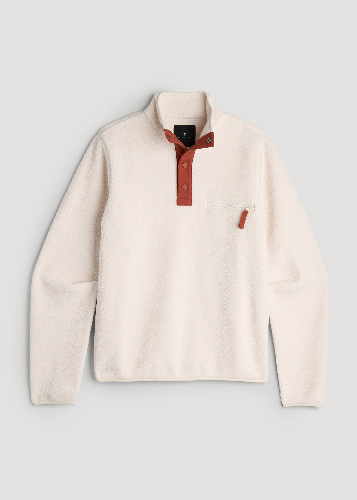 Half Snap Sherpa Sweatshirt for Tall Men in Natural