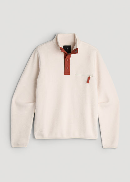 Half Snap Sherpa Sweatshirt for Tall Men in Natural