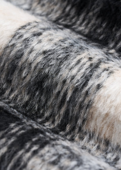 Brushed Flannel Overshirt for Tall Men in Ecru and Black Plaid