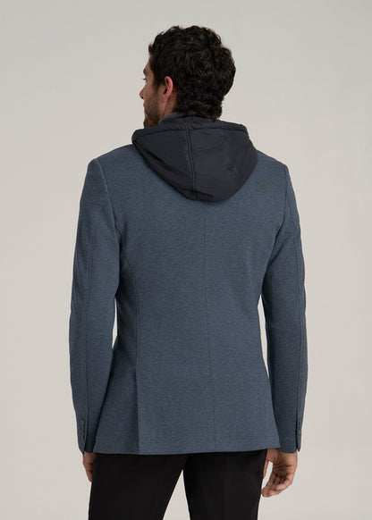 Hooded Bib Blazer for Tall Men in Black and Grey Houndstooth