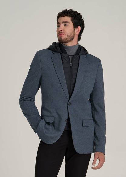 Hooded Bib Blazer for Tall Men in Black and Grey Houndstooth
