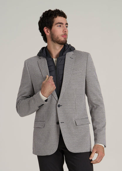 Hooded Bib Blazer for Tall Men in Chocolate and Black Houndstooth