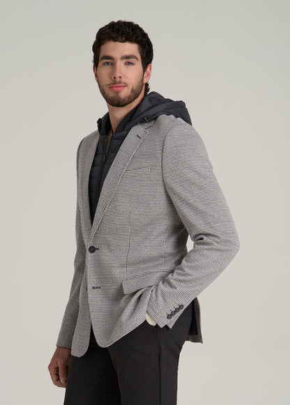 Hooded Bib Blazer for Tall Men in Chocolate and Black Houndstooth