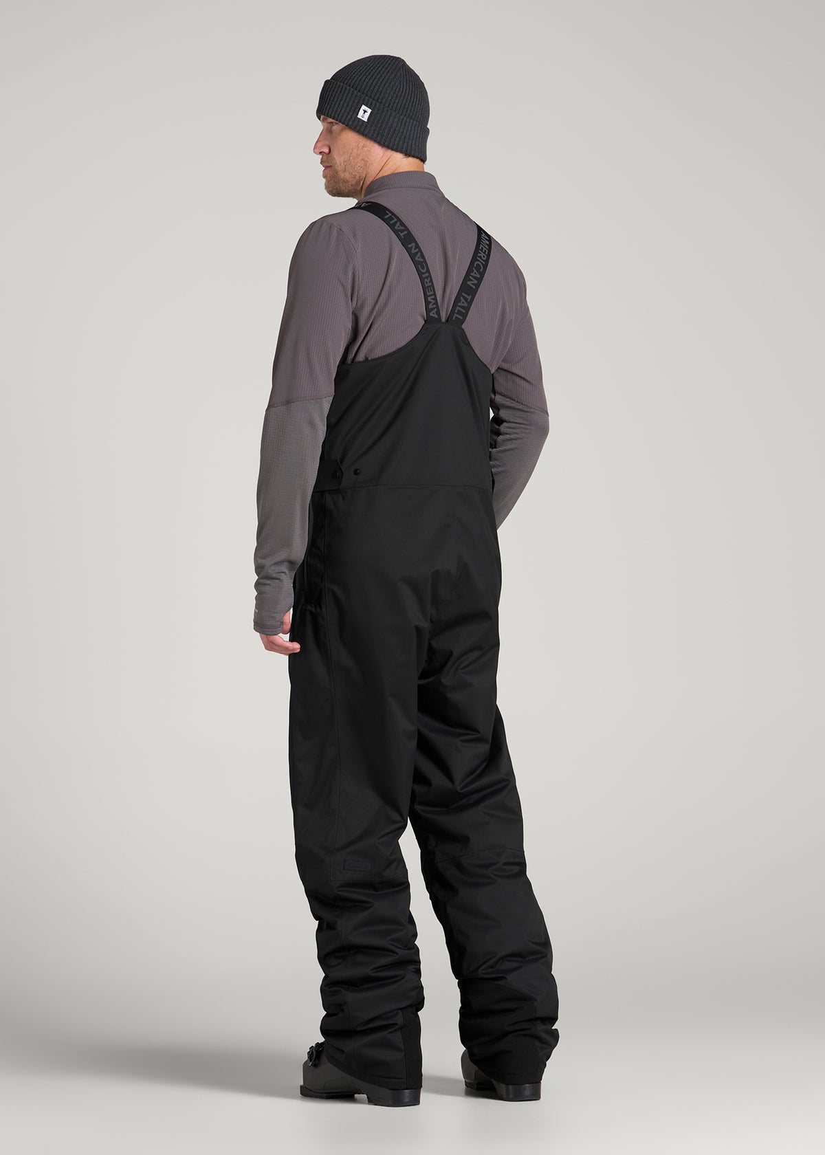 Insulated Ski Bib Pants for Tall Men in Black