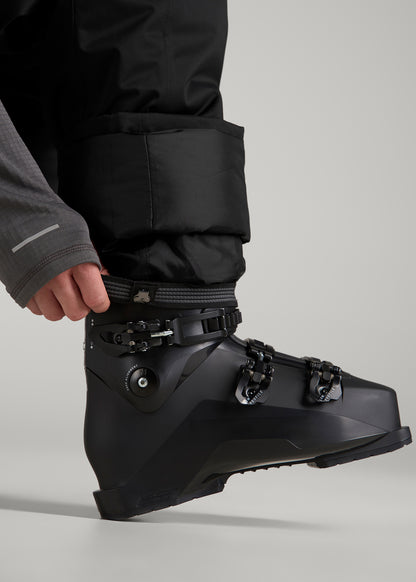 Insulated Ski Bib Pants for Tall Men in Black