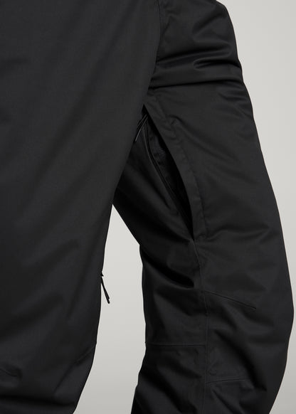 Insulated Ski Bib Pants for Tall Men in Black