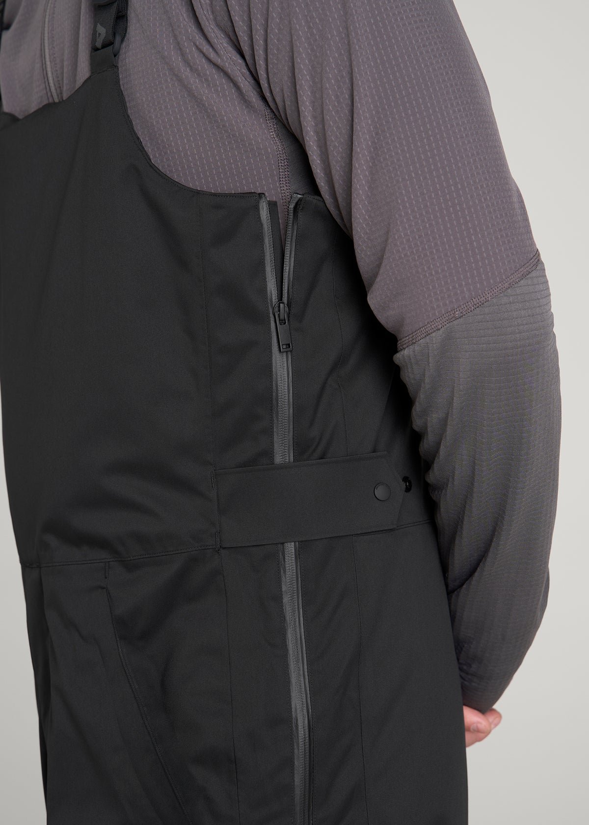 Insulated Ski Bib Pants for Tall Men in Black