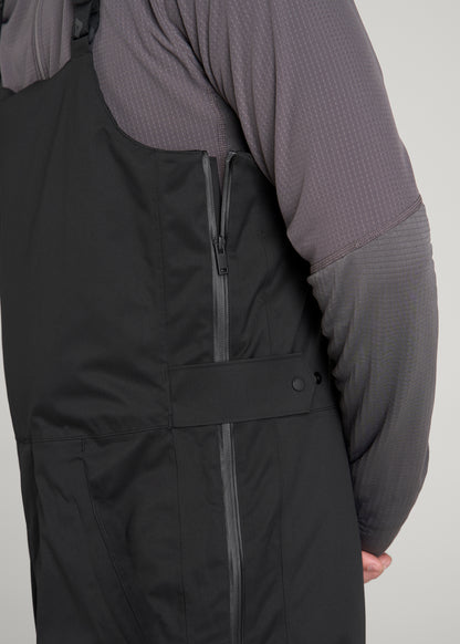 Insulated Ski Bib Pants for Tall Men in Black