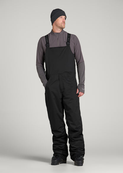 Insulated Ski Bib Pants for Tall Men in Black