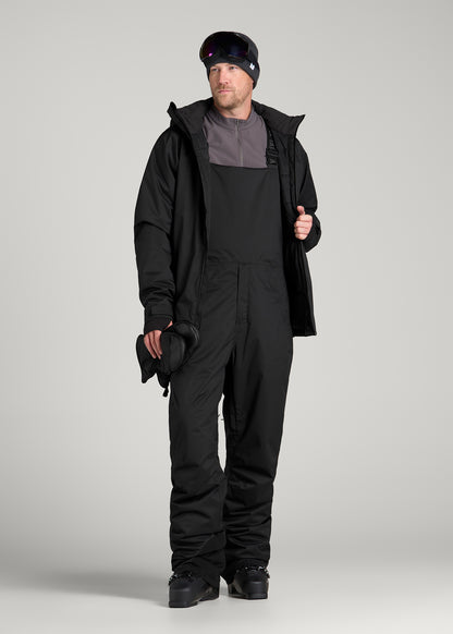 Insulated Ski Bib Pants for Tall Men in Black