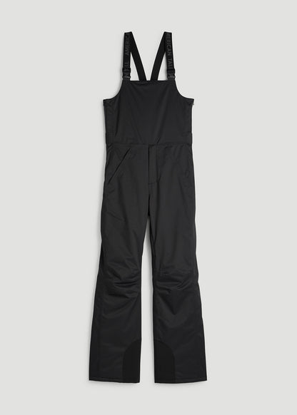 Insulated Ski Bib Pants for Tall Men in Black