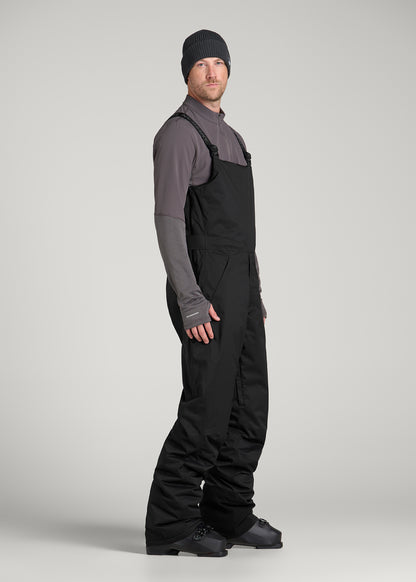 Insulated Ski Bib Pants for Tall Men in Black
