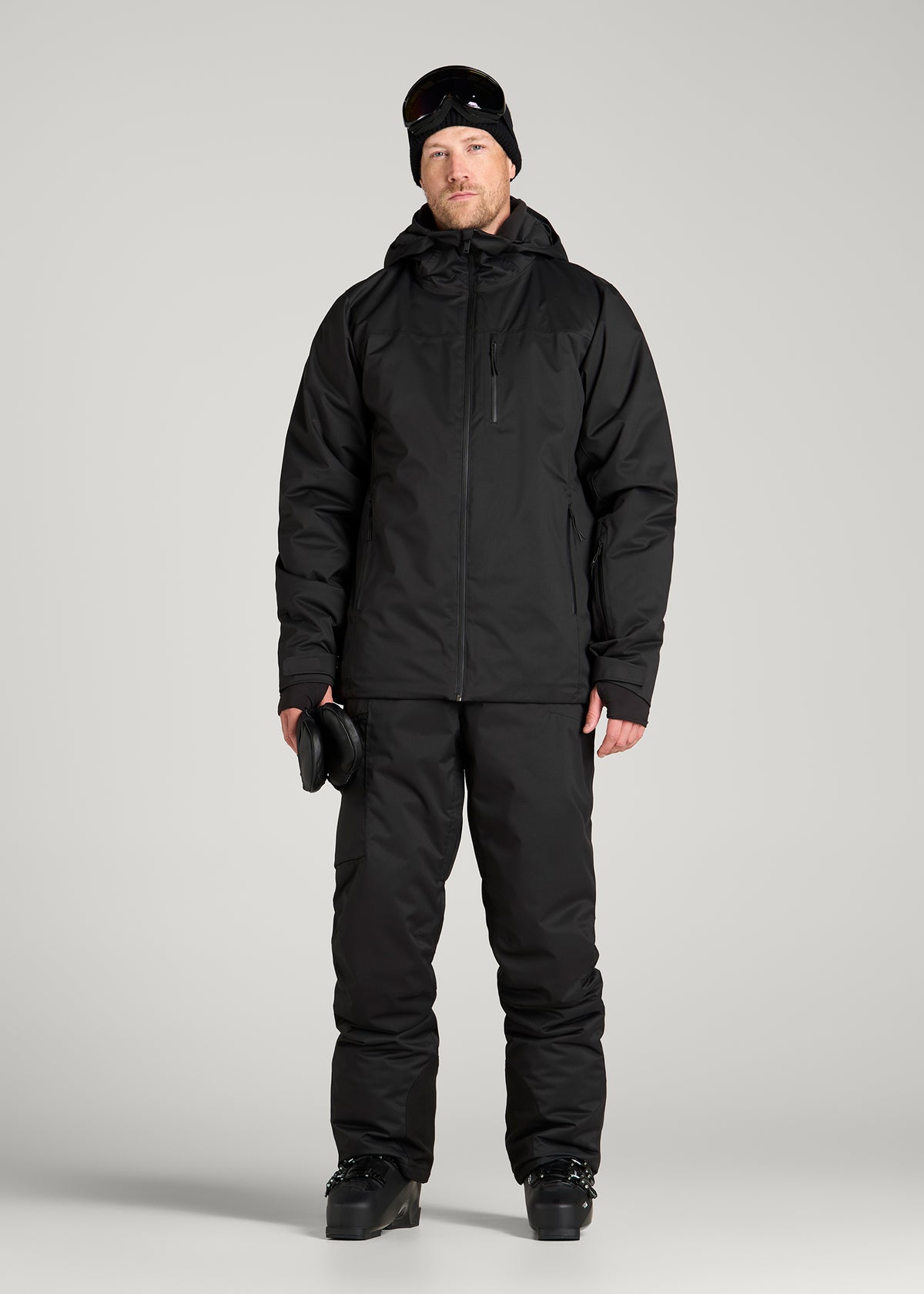 Insulated Ski Jacket for Tall Men in Black