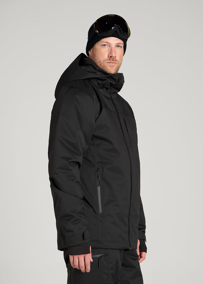 Insulated Ski Jacket for Tall Men in Black