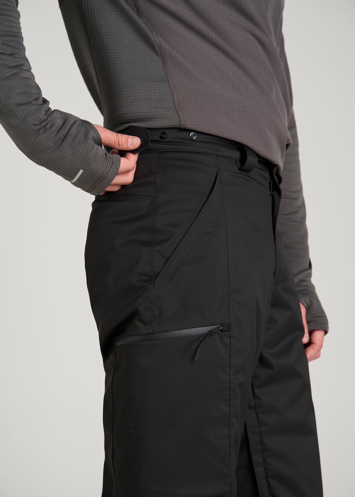 Insulated Ski Pants for Tall Men in Black