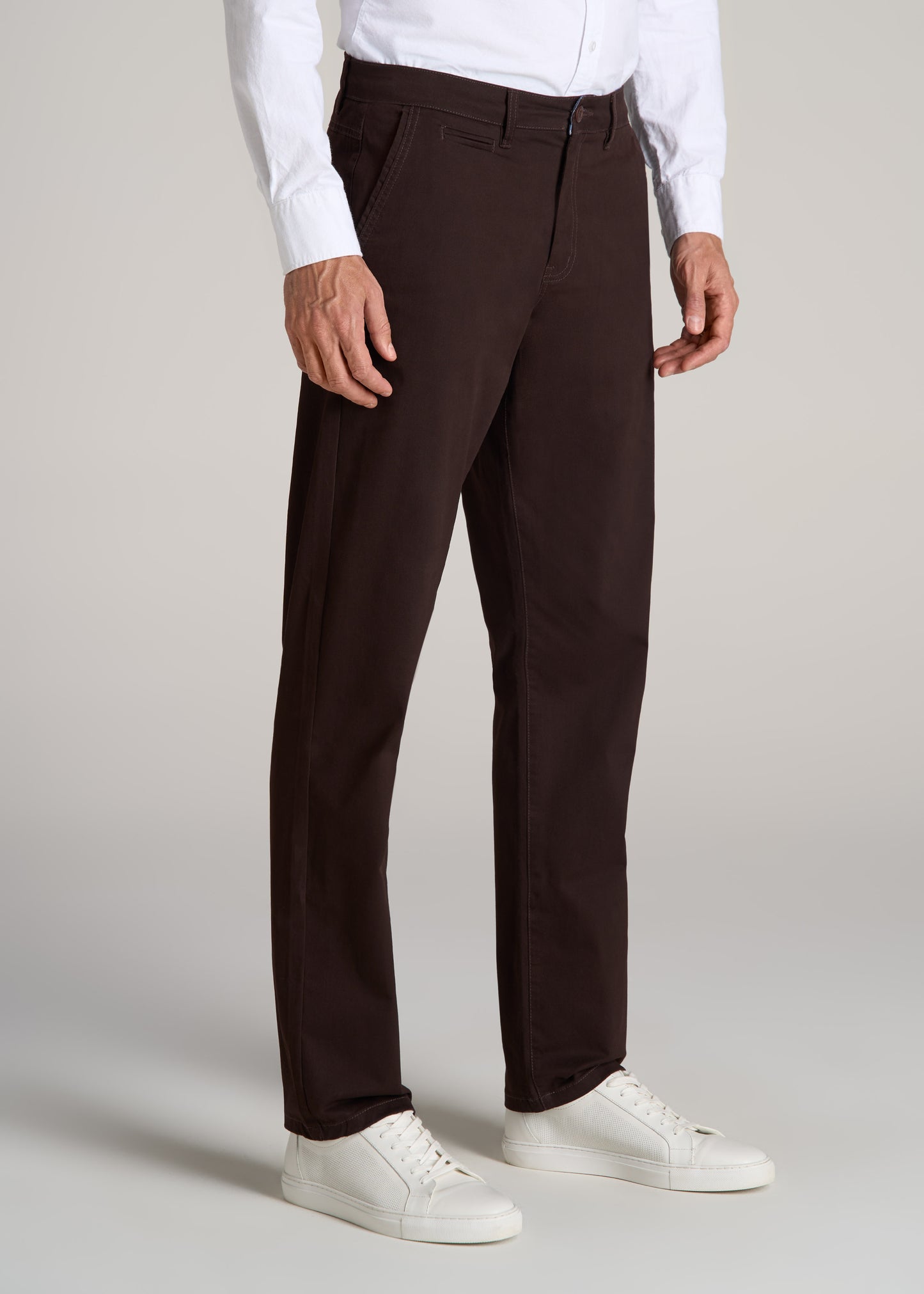 J1 STRAIGHT Leg Chinos in Chocolate - Pants for Tall Men