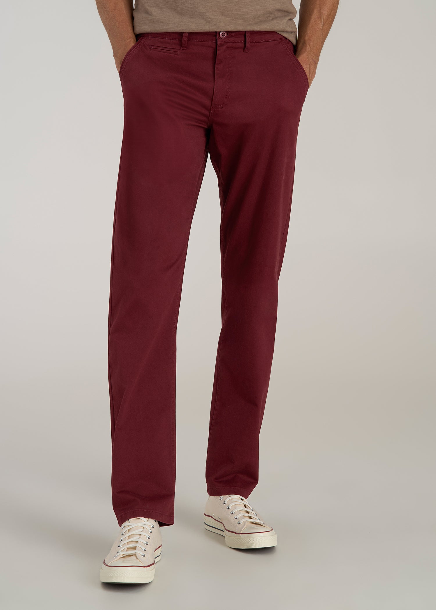 J1 STRAIGHT Leg Chinos for Tall Men in Red Ochre