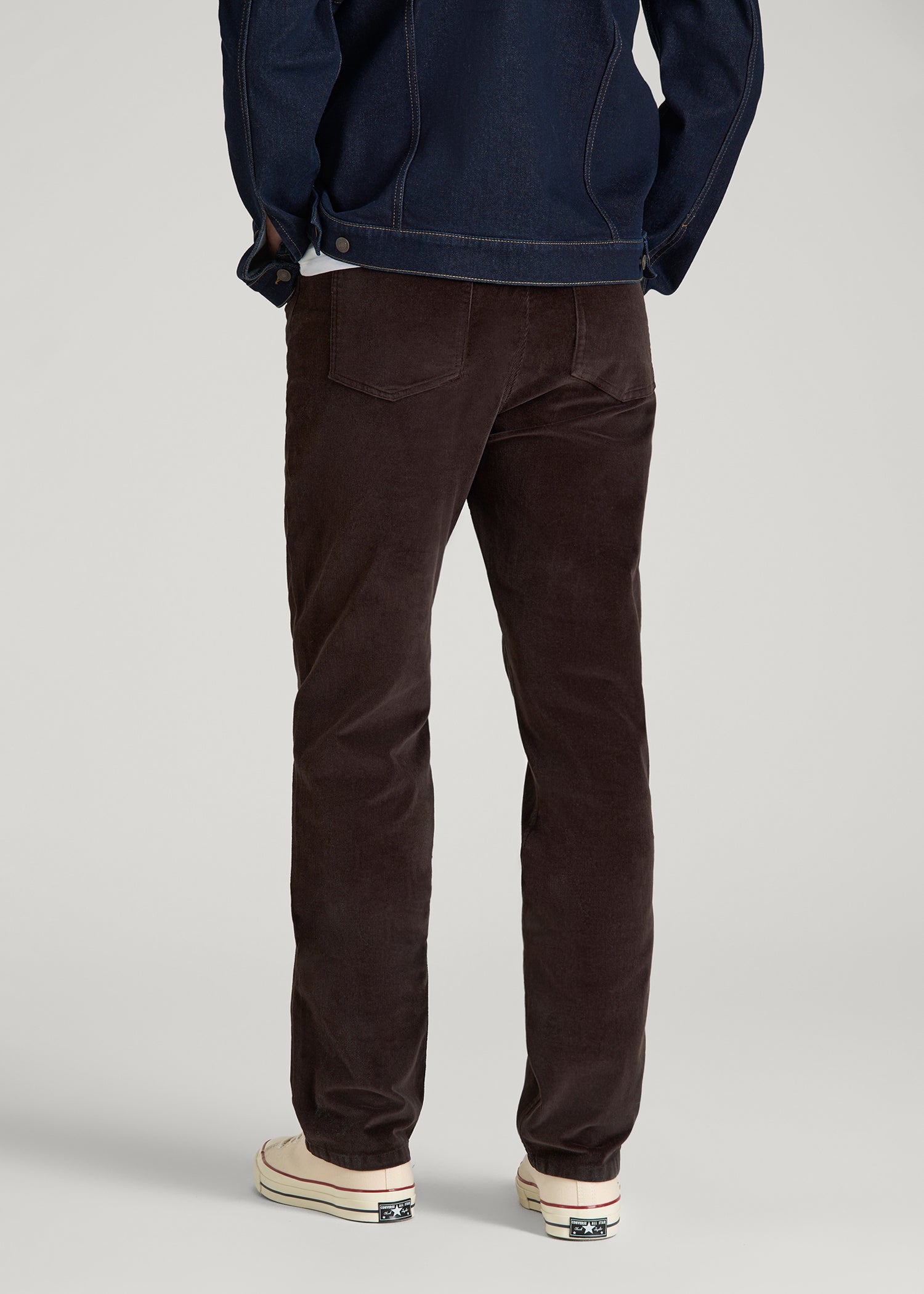 STRAIGHT-LEG Stretch Corduroy Pants for Tall Men in Chocolate