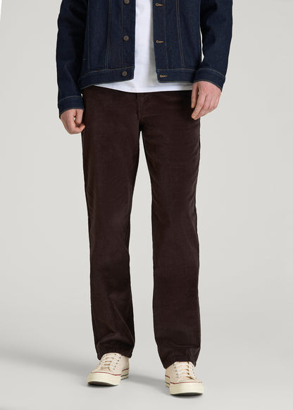 STRAIGHT-LEG Stretch Corduroy Pants for Tall Men in Chocolate
