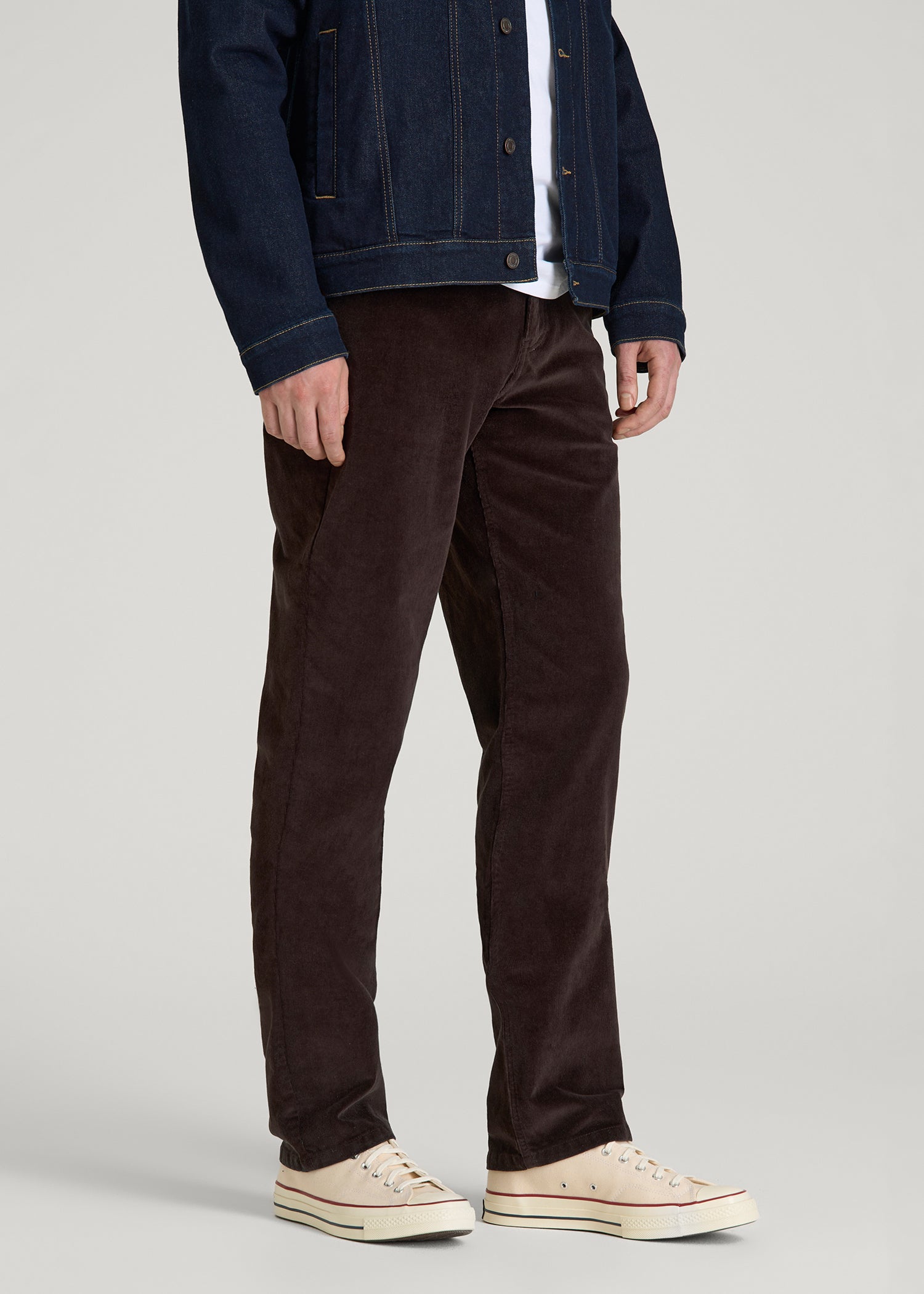 STRAIGHT-LEG Stretch Corduroy Pants for Tall Men in Chocolate