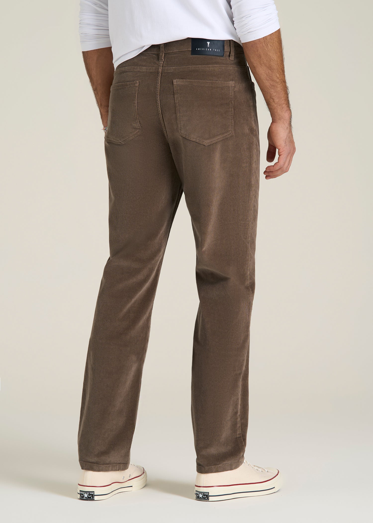 STRAIGHT-LEG Stretch Corduroy Pants for Tall Men in Dark Sand