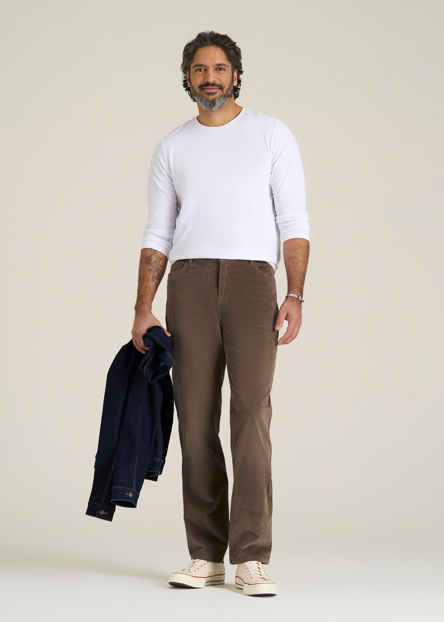 STRAIGHT-LEG Stretch Corduroy Pants for Tall Men in Dark Sand