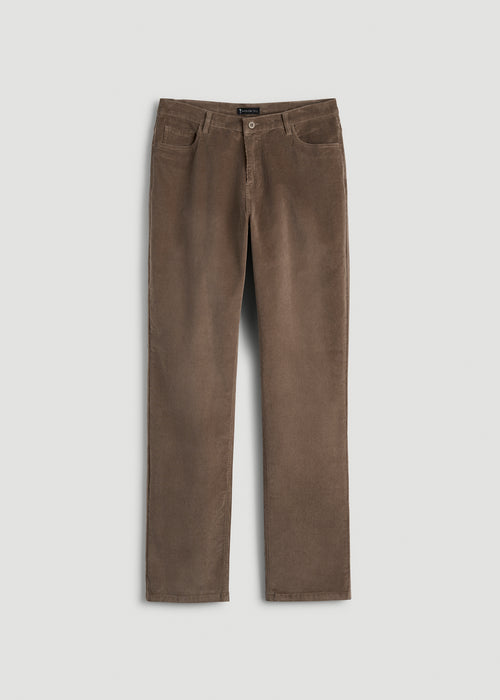 STRAIGHT-LEG Stretch Corduroy Pants for Tall Men in Dark Sand