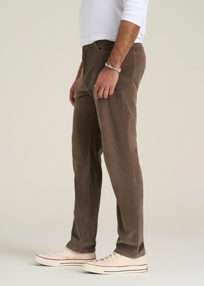 STRAIGHT-LEG Stretch Corduroy Pants for Tall Men in Dark Sand