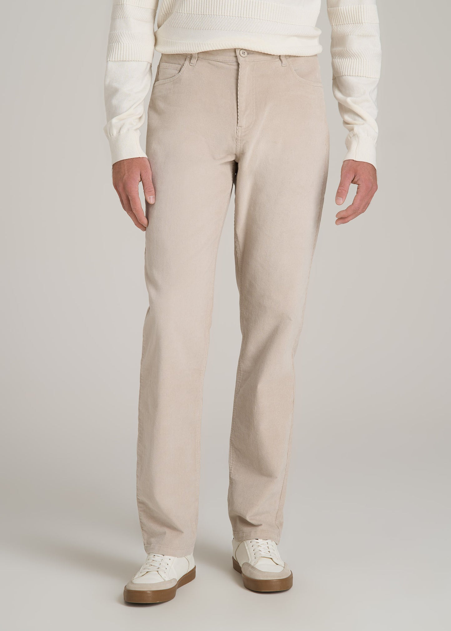 STRAIGHT-LEG Stretch Corduroy Pants for Tall Men in Drywall Tan