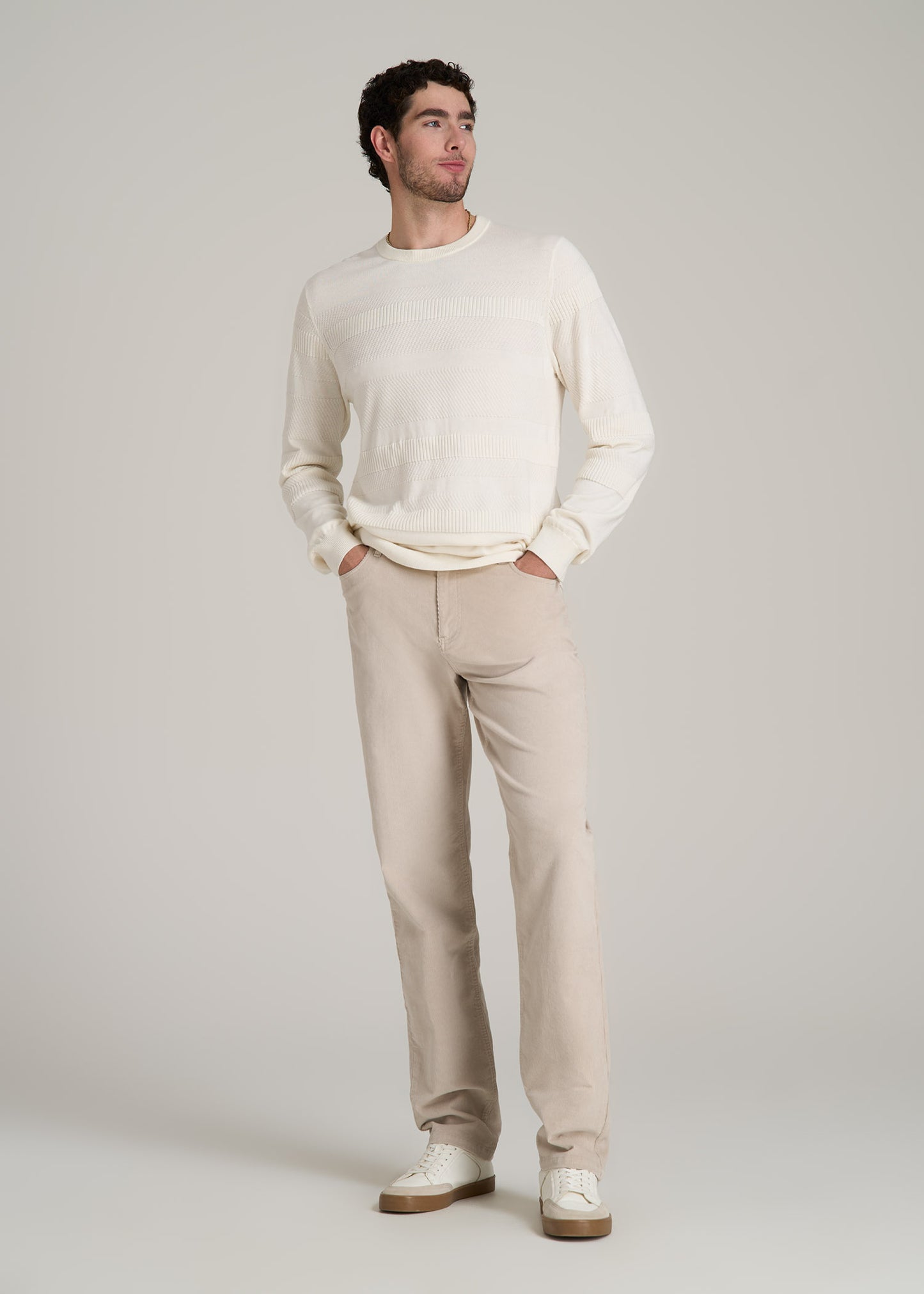 STRAIGHT-LEG Stretch Corduroy Pants for Tall Men in Drywall Tan