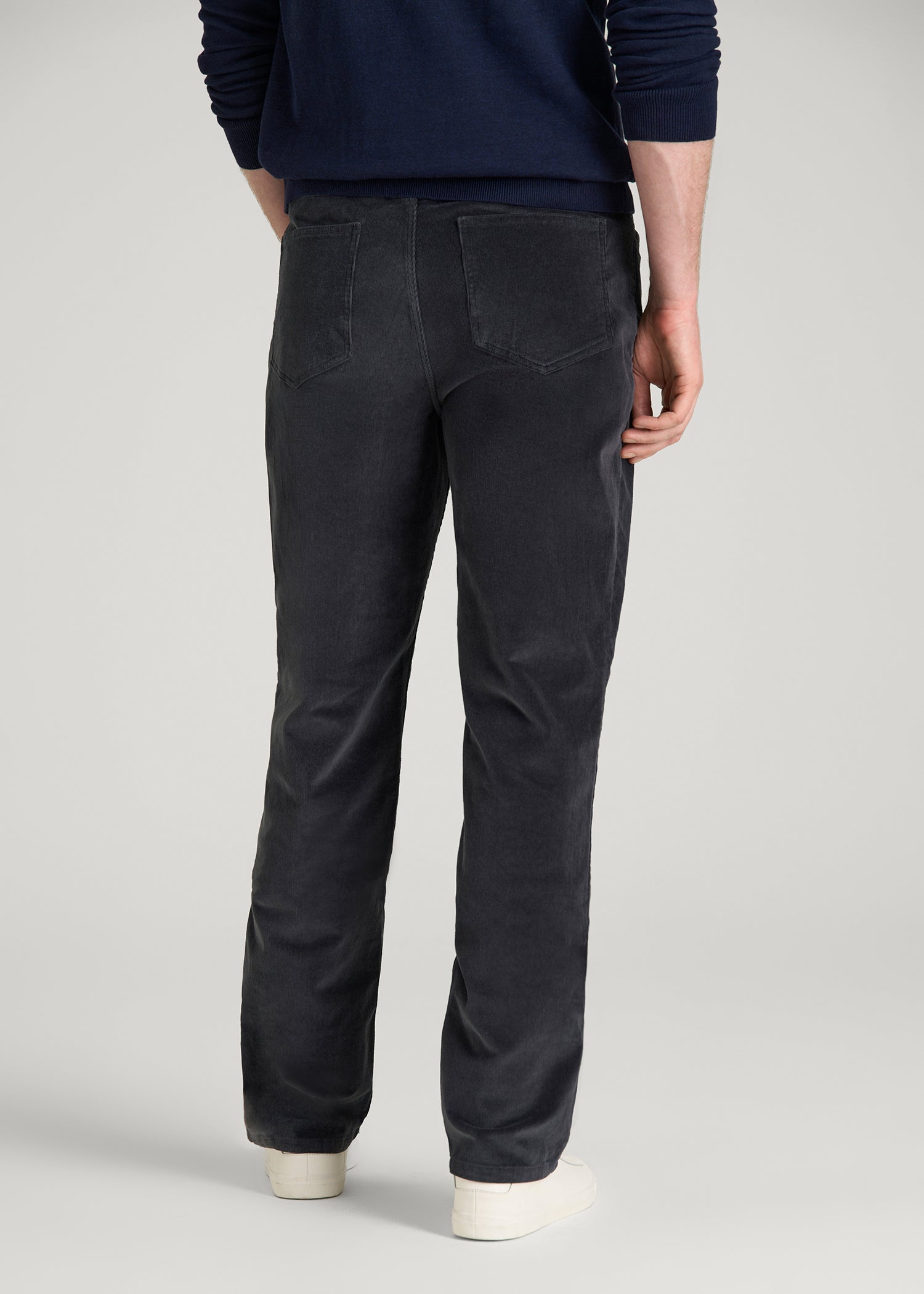 STRAIGHT-LEG Stretch Corduroy Pants for Tall Men in Iron Grey