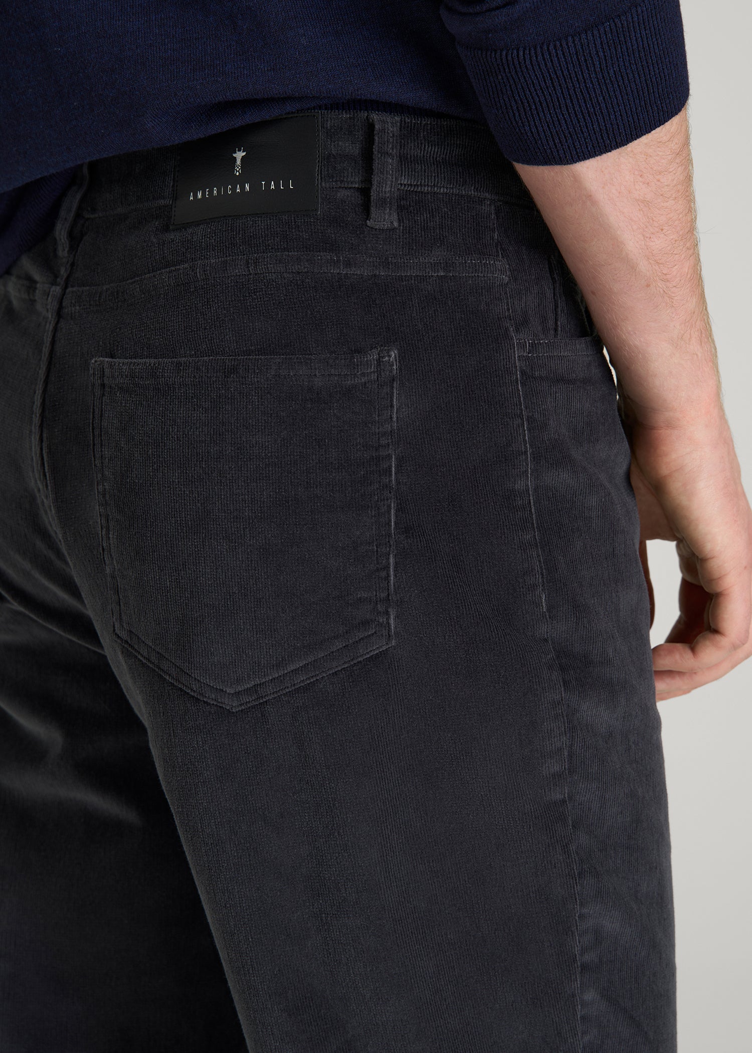 STRAIGHT-LEG Stretch Corduroy Pants for Tall Men in Iron Grey
