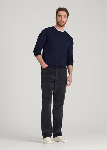 STRAIGHT-LEG Stretch Corduroy Pants for Tall Men in Iron Grey