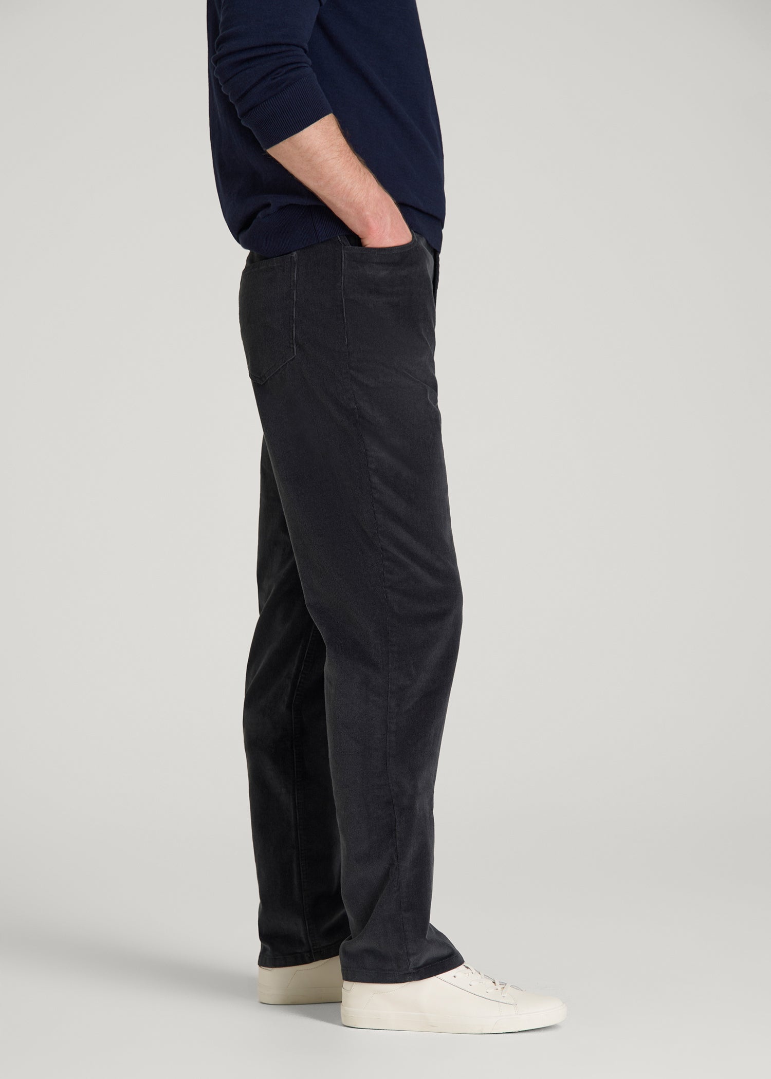 STRAIGHT-LEG Stretch Corduroy Pants for Tall Men in Iron Grey