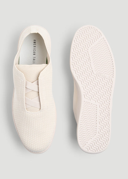 Lightweight Knit Sneakers for Tall Men in White Sand