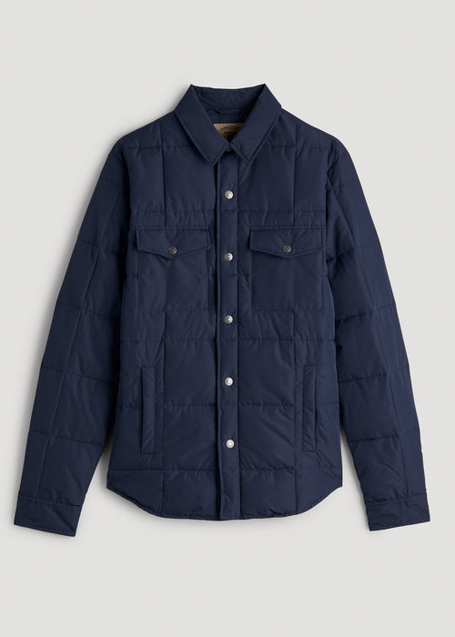 LJ&S Puffer Shirt Jacket for Tall Men in Marine Blue