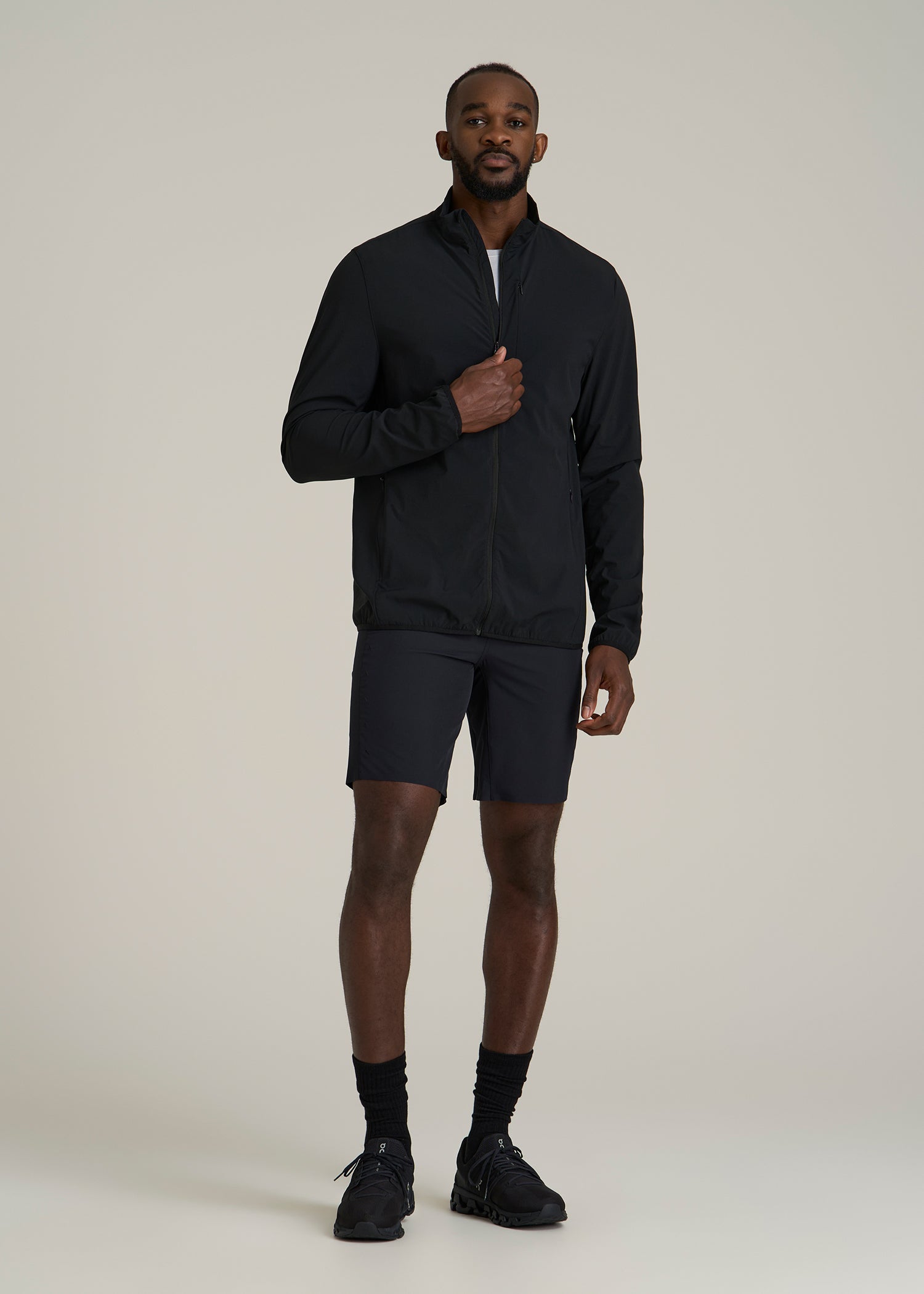 Men's Tall Lt Wt Track Jacket Black | American Tall