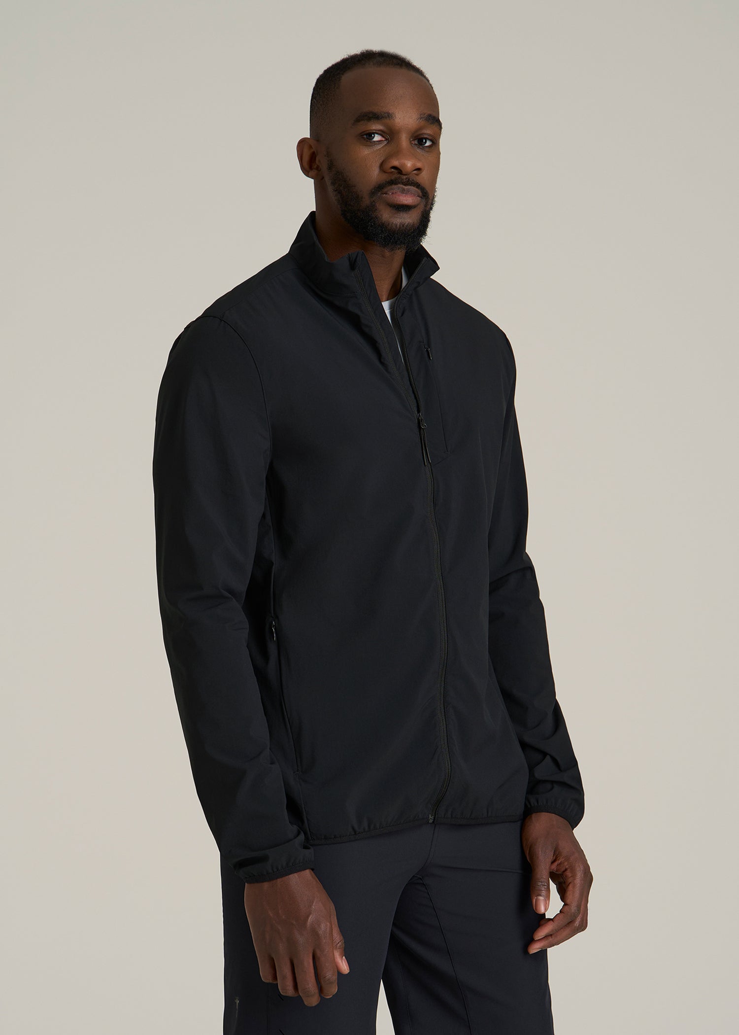 Softshell Jacket for Outdoor Training for Tall Men in Black