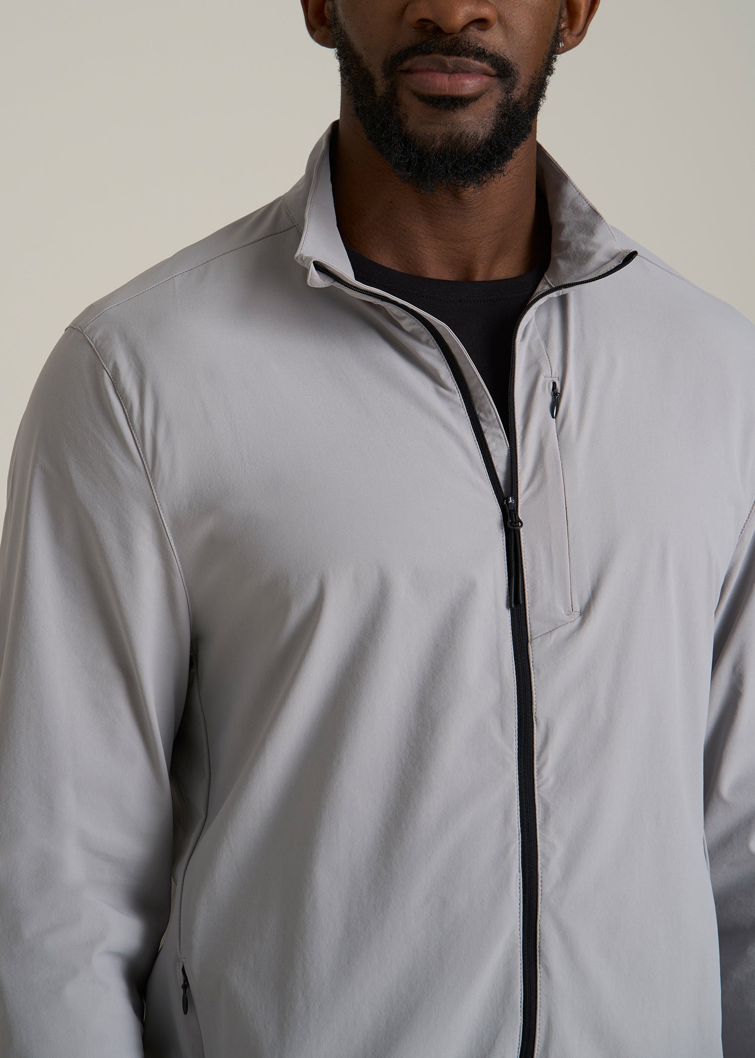 Softshell Jacket for Outdoor Training for Tall Men in Light Grey
