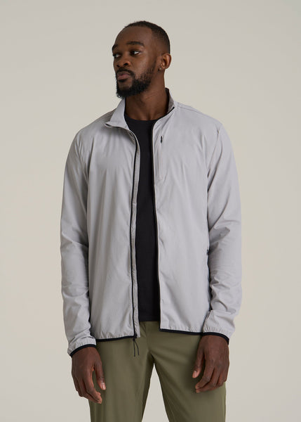 Tall Men's Jackets: Men Lt Wt Track Light Grey Jacket
