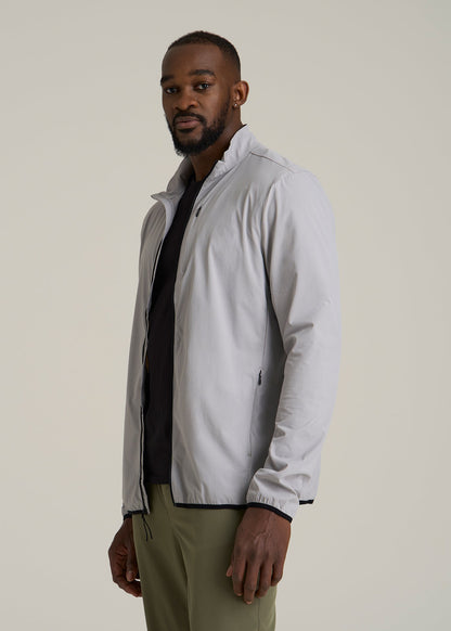 Softshell Jacket for Outdoor Training for Tall Men in Light Grey