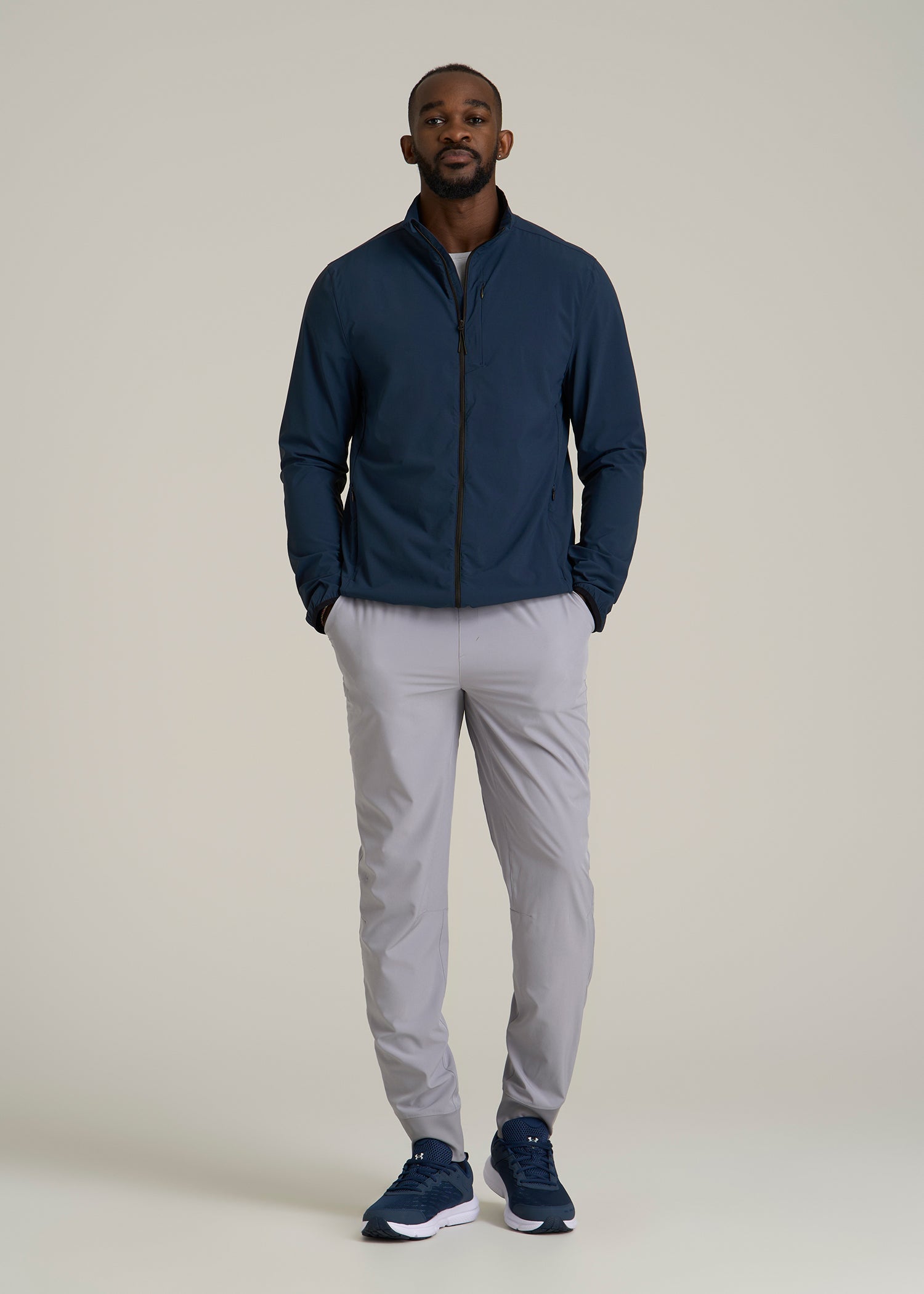 Men's Tall Lt Wt Track Jacket Marine Navy | American Tall