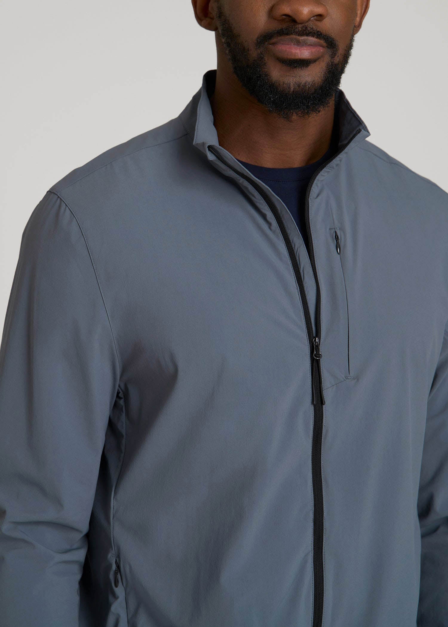 Men's Tall Lt Wt Track Jacket Smoky Blue | American Tall
