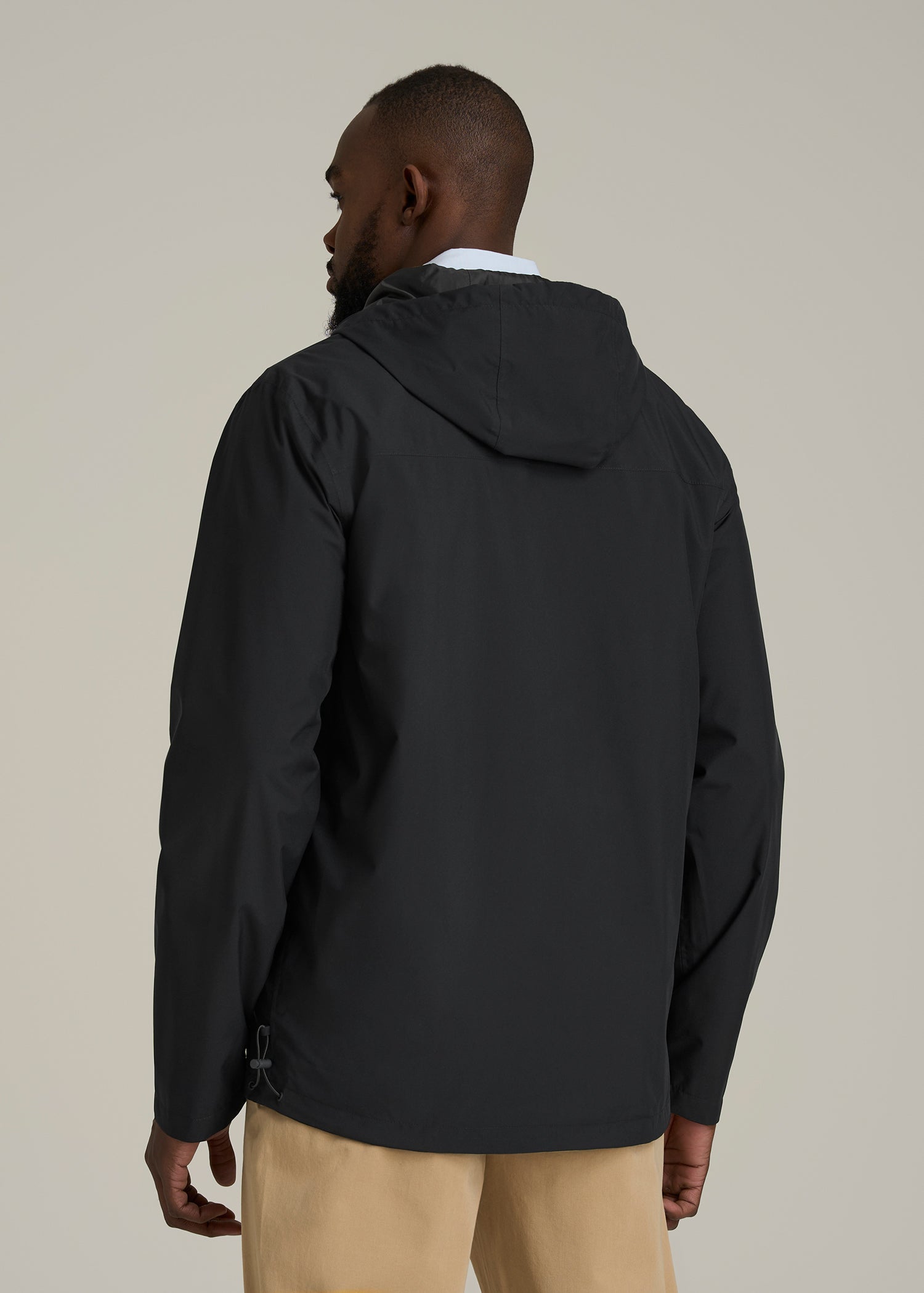 Lightweight Rain Jacket for Tall Men in Black