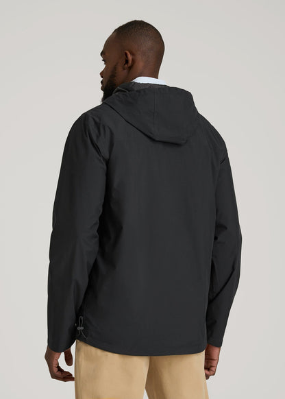 Lightweight Rain Jacket for Tall Men in Black